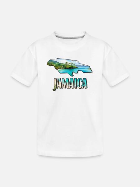 Carte à l’aquarelle de la Jamaïque - T-shirt bio Premium Enfant - blanc