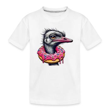 drôle de festin pour les yeux - Oiseau autruche avec beignet - T-shirt bio Premium Enfant - blanc - Devant