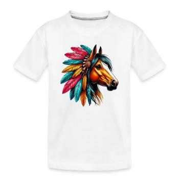Cheval amérindien Redskin d’Amérique - T-shirt bio Premium Enfant - blanc - Devant