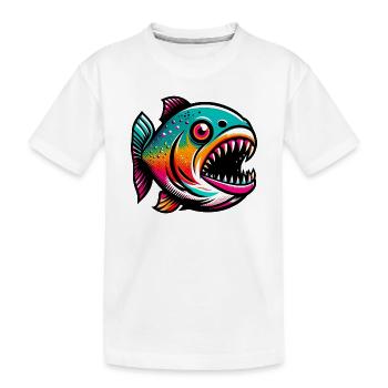 Piranha - Kinder Premium Bio T-Shirt - Weiß - Vorne