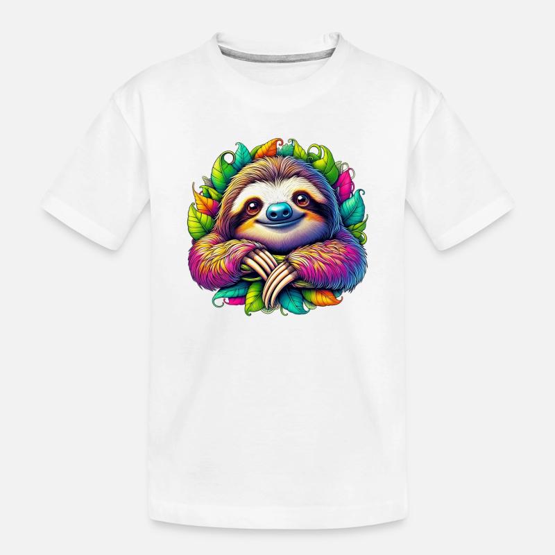 Faultier - Kinder Premium Bio T-Shirt - Weiß