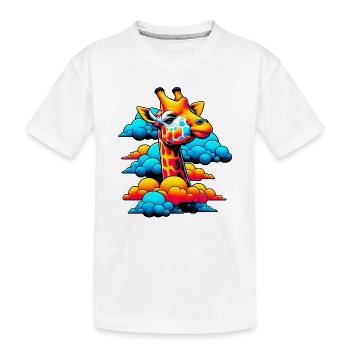 Giraffe with head in cloud clouds - Kids' Premium Organic T-Shirt - white - Front