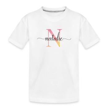 N | Monogramme | Nom | Natalie |Aquarelle - T-shirt bio Premium Enfant - blanc - Devant