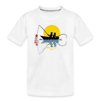 Angler in einem Boot - Kinder Premium Bio T-Shirt - Weiß - Vorne