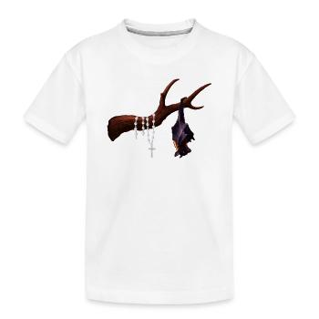 Flughund mit Ast, Rosenkränze, verschenken - Kinder Premium Bio T-Shirt - Weiß - Vorne