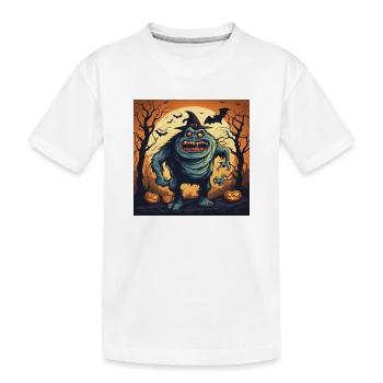 halloween, monstre effrayant, citrouille - T-shirt bio Premium Enfant - blanc - Devant