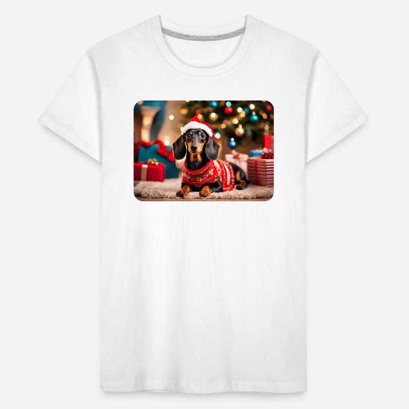 Teckel de Noël mignon T-shirt bio Premium Enfant