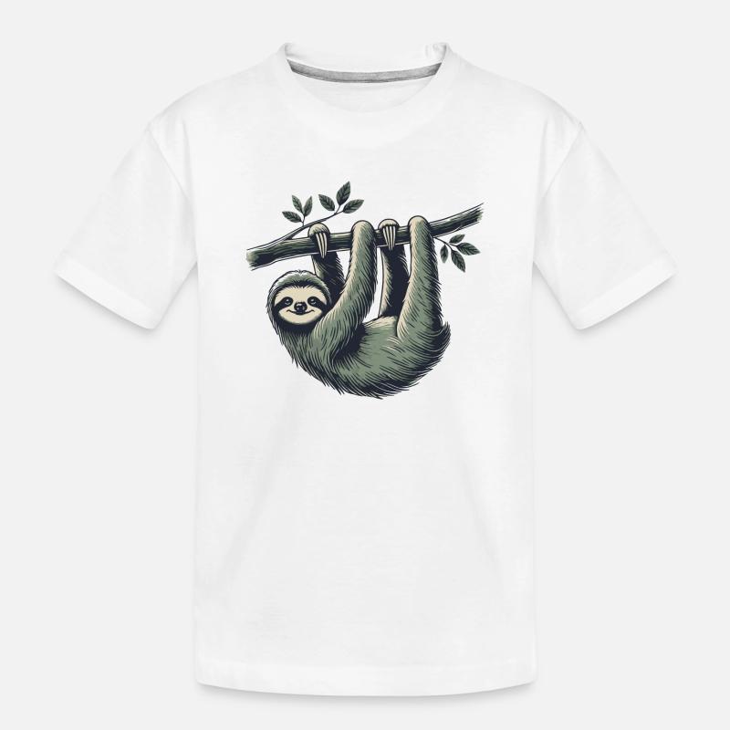 Faultier - Kinder Premium Bio T-Shirt - Weiß
