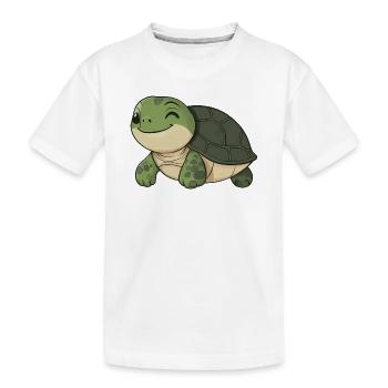 Süße glückliche Schildkröte - entzückende und fröhliche Karikatur - Kinder Premium Bio T-Shirt - Weiß - Vorne
