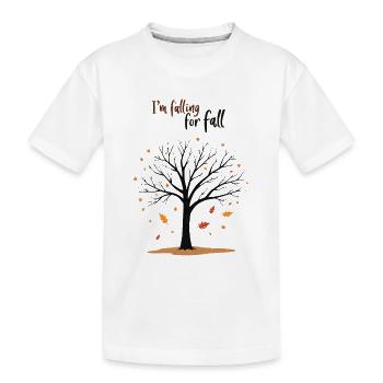 Kahler Baum „Herbstverliebt“ Humor - Kinder Premium Bio T-Shirt - Weiß - Vorne
