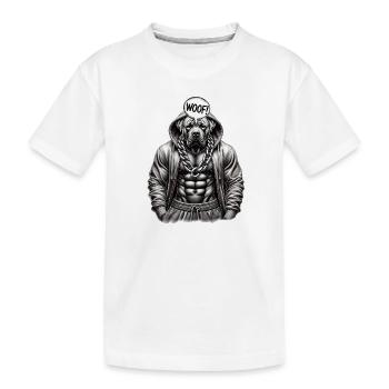 Muskelhund im Hoodie mit Kette - Kinder Premium Bio T-Shirt - Weiß - Vorne