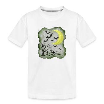 NachtMotiv gräber und Fledermäuse - Kinder Premium Bio T-Shirt - Weiß - Vorne