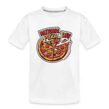 Geschenk zum Nationalen Pizzatag 2026 - Kinder Premium Bio T-Shirt - Weiß - Vorne