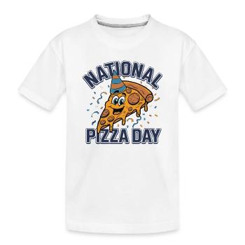 Geschenk zum Nationalen Pizzatag 2026 - Kinder Premium Bio T-Shirt - Weiß - Vorne