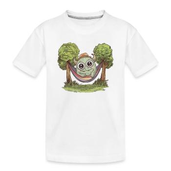 Niedliches Monster in Hängematte - Kinder Premium Bio T-Shirt - Weiß - Vorne