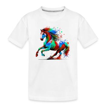 Pferd - Kinder Premium Bio T-Shirt - Weiß - Vorne
