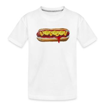 Farbexplosiver Hotdog Malerei - Kinder Premium Bio T-Shirt - Weiß - Vorne