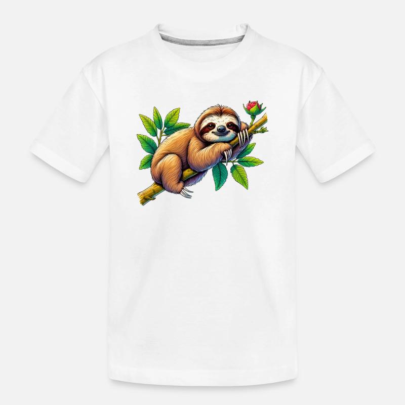 Faultier - Kinder Premium Bio T-Shirt - Weiß