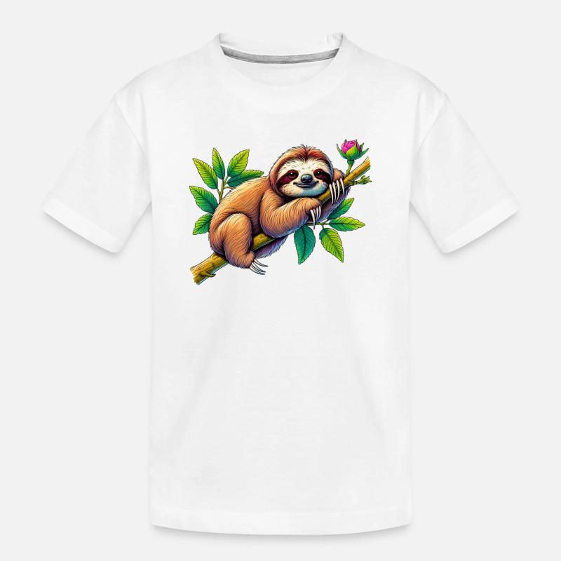 Faultier - Kinder Premium Bio T-Shirt - Weiß