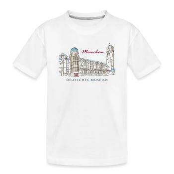 München Deutsches Museum Handzeichnung - Kinder Premium Bio T-Shirt - Weiß - Vorne