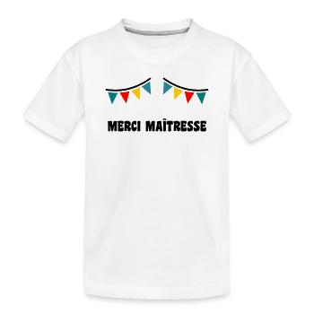 MAÎTRESSE. MAITRE. MERCI. MERCI MAÎTRESSE - T-shirt bio Premium Enfant - blanc - Devant