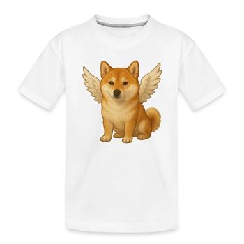 Mignon Shiba Inu Angel Dessin animé Chiens satisfaits - T-shirt bio Premium Enfant - blanc - Devant