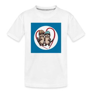 Zwei Fischotter mit Basecap Kumpels und Freunde - Kinder Premium Bio T-Shirt - Weiß - Vorne