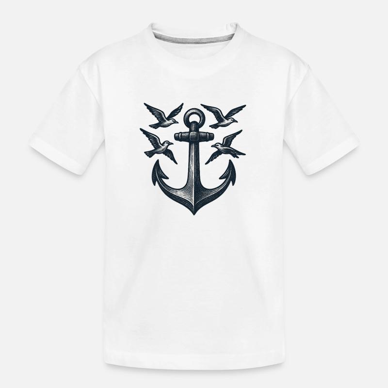 Anker Möwe - Kinder Premium Bio T-Shirt - Weiß