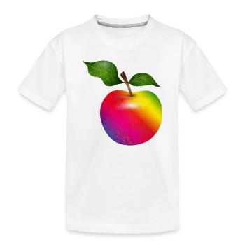 Pomme arc-en-ciel colorée avec des feuilles Illustration - T-shirt bio Premium Enfant - blanc - Devant