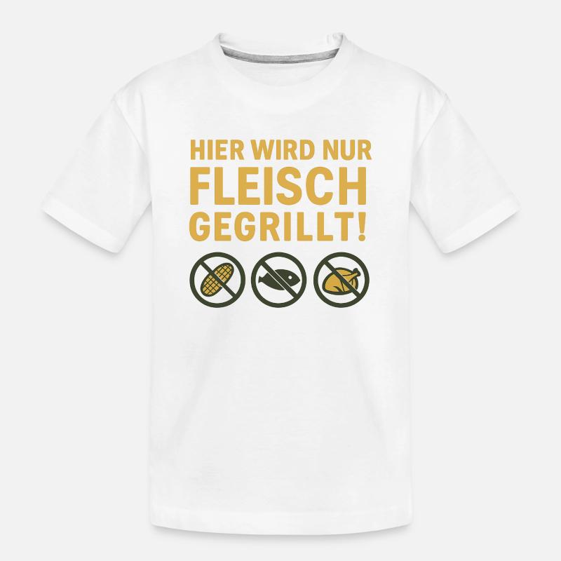 Hier wird nur Fleisch...witziges Motiv - Kinder Premium Bio T-Shirt - Weiß
