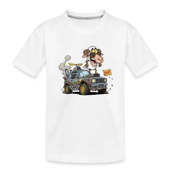 Conducteur de mouton de dessin animé dans un véhicule tout-terrain - T-shirt bio Premium Enfant - blanc - Devant