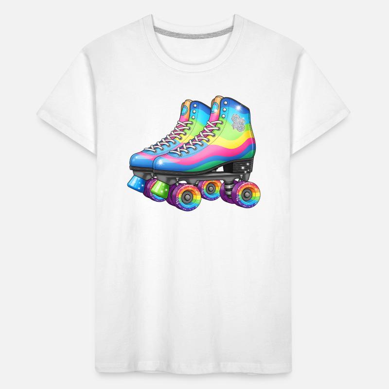 Rainbow Roller Skates Retro Disco Style Kinder Premium Bio T-Shirt