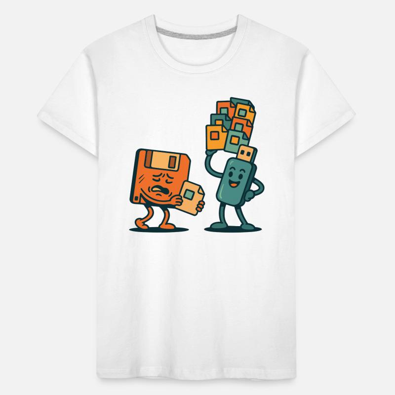 Floppy Disk vs USB Drive Retro Tech Sarcasm Kids' Premium Organic T-Shirt