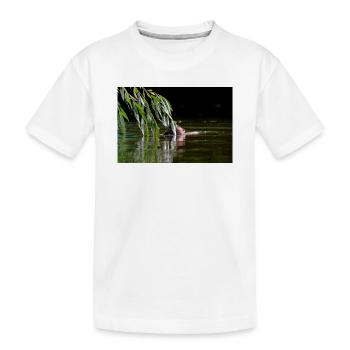 000_1106_DxO - Un castor sauvage mange des feuilles de saule - T-shirt bio Premium Enfant - blanc - Devant