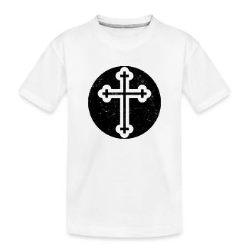 Croix bulgare orthodoxe dans cercle noir - T-shirt bio Premium Enfant - blanc - Devant