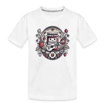 Pot de confiture kawaii aux fraises - T-shirt bio Premium Enfant - blanc - Devant