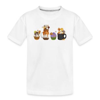 🎃 Süße Halloween Versuchung – Cupcakes & Drinks  - Kinder Premium Bio T-Shirt - Weiß - Vorne