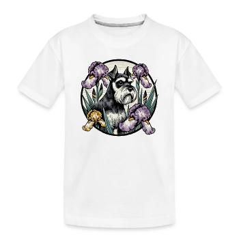 Portrait floral d'un Schnauzer érudit - T-shirt bio Premium Enfant - blanc - Devant