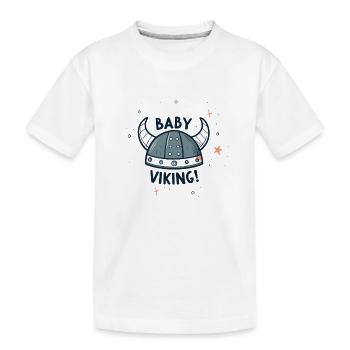 Baby Wikinger Helm - Kinder Premium Bio T-Shirt - Weiß - Vorne