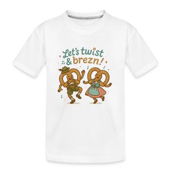 Tanzende Brezn im Bayern Stil - Kinder Premium Bio T-Shirt - Weiß - Vorne