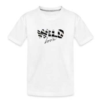 Wild Born Zebra Stripe Logo - Kids' Premium Organic T-Shirt - white - Front