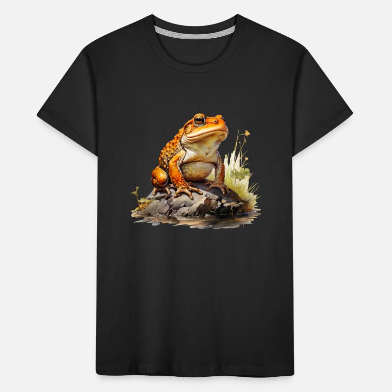 Orangeroter Frosch oder Kröte auf Stein Kinder Premium Bio T-Shirt