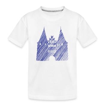 Lübeck Wahrzeichen Blau | Scribble Look - Kinder Premium Bio T-Shirt - Weiß - Vorne