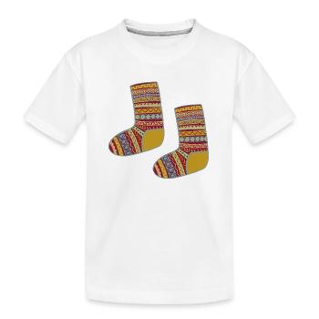 Bunte Fair Isle gemusterte Socken - Kinder Premium Bio T-Shirt - Weiß - Vorne