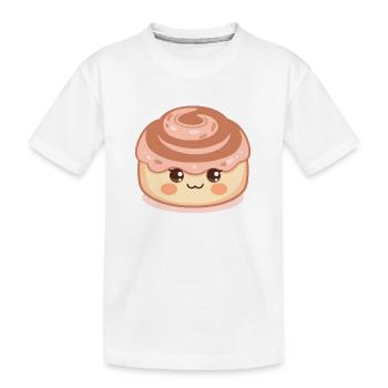Rouleau de cannelle kawaii avec un visage heureux - T-shirt bio Premium Enfant - blanc - Devant
