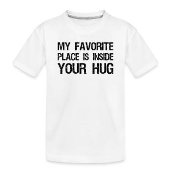 Mein Lieblingsort ist in deiner Umarmung lustig - Kinder Premium Bio T-Shirt - Weiß - Vorne