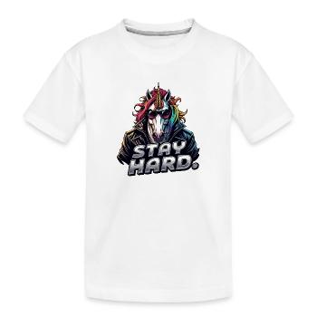 Licorne en blouson en cuir Stay Hard - T-shirt bio Premium Enfant - blanc - Devant