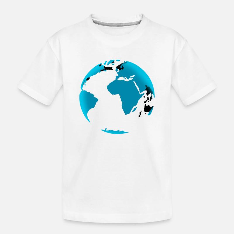 Blauer Globus Neon Schwarz - Kinder Premium Bio T-Shirt - Weiß