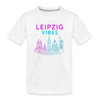 Leipzig Neon Vibes - Kinder Premium Bio T-Shirt - Weiß - Vorne