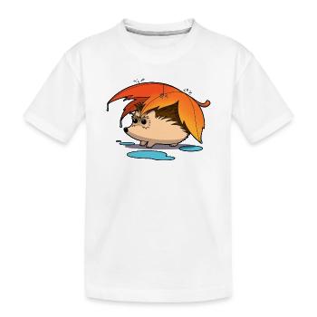Hérisson sous parapluie feuillu - T-shirt bio Premium Enfant - blanc - Devant